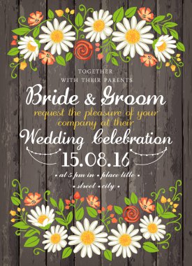 Düğün davetiye kartı beuty çiçek arka plan ile. Düğün, tarihi, doğum günü, çay veya Bahçe partisi için ilham kartı. Serbest el çiziminin 