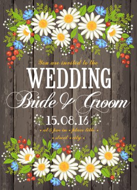 Düğün davetiye kartı güzellik çiçek arka plan ile. Düğün, tarihi, doğum günü, çay veya Bahçe partisi için ilham kartı. Serbest el çiziminin