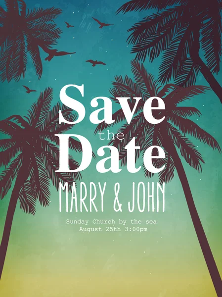 Inspiration pour les cartes de mariage et la date, anniversaire, vacances, invitation de fête à la plage. Invitation de fête plage — Image vectorielle