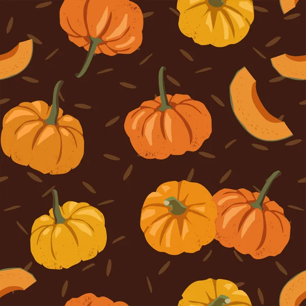 カボチャと秋のシームレスなパターン トレンドの抽象的なデザイン カバー インテリア装飾 ポスターに印刷するための手描きのテクスチャ ベクターグラフィックス