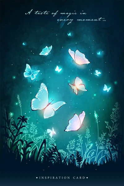 Illustration Vectorielle Avec Des Papillons Magiques Qui Volent Dans Jardin Graphismes Vectoriels