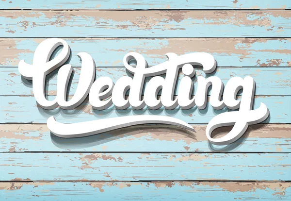 The word Wedding on a wooden background — Stock Vector