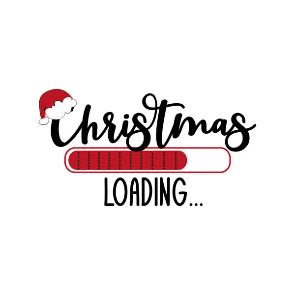 Christmas Loading Funny Holiday Symbol Santa Hat Good Shirt Print — Stock Vector