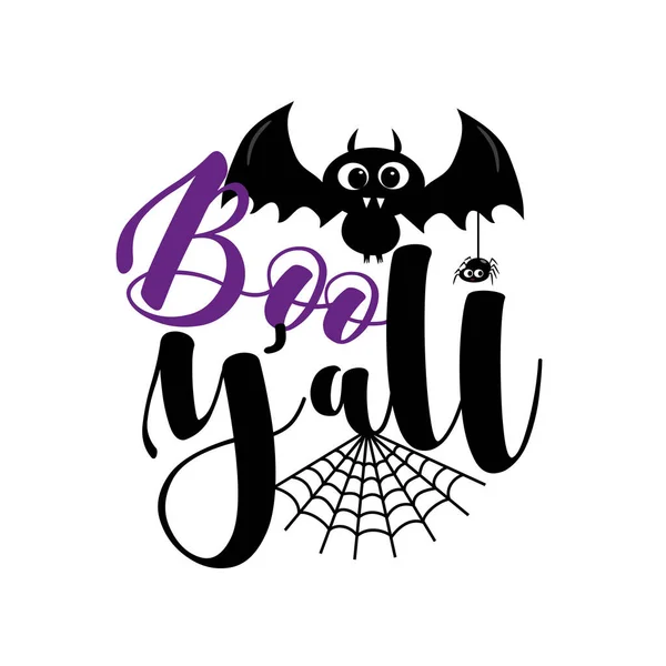 Boo All Cute Bat Spider Halloween Хорошо Подходит Детства Плакат — стоковый вектор