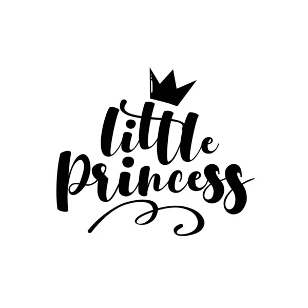 Petite Princesse Texte Manuscrit Avec Couronne Bon Pour Les Vêtements — Image vectorielle