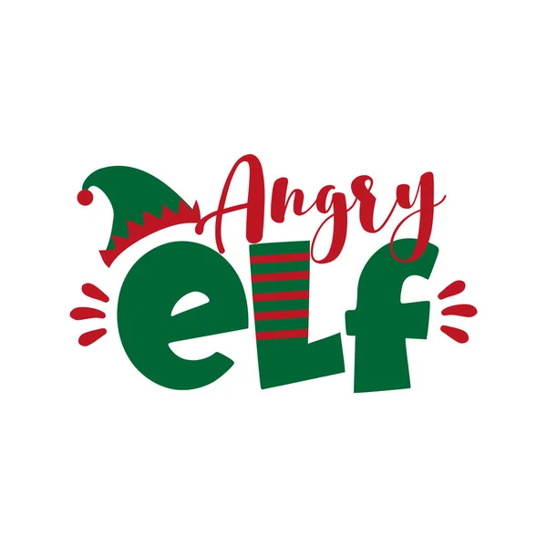 Angry Elf Legrační Vánoční Design Dobré Pro Kojenecké Dětské Oblečení — Stockový vektor