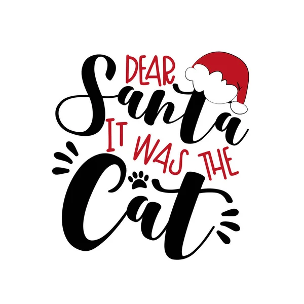 Querido Santa Era Gato Frase Divertida Para Navidad Bueno Para — Vector de stock