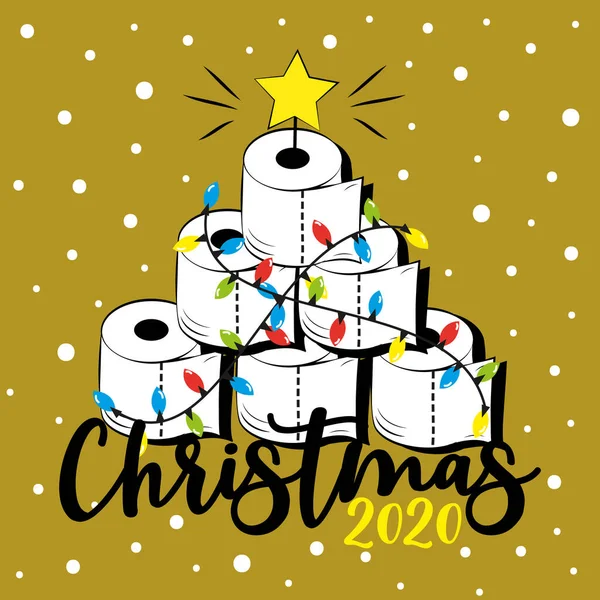 Christmas 2020 - Funny greeting card for Christmas in covid-19 pandemic self isolated period. — Stock Illustration Christmas 2020 Funny Greeting Card Christmas Covid Pandemic Self Isolated Royalty Free Stock Vectors