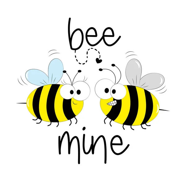 Bee Mine Χαριτωμένο Smiley Bee Διανυσματικά Γραφικά Εικονογράφηση Καλό Για — Διανυσματικό Αρχείο