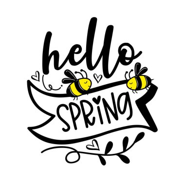 Merhaba Spring-hand çizilmiş vektör tasarımı.