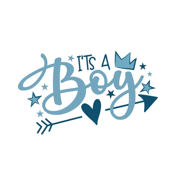 Una Letra Saludo Boy Newborn Con Corona Bueno Para Impresión — Vector de stock
