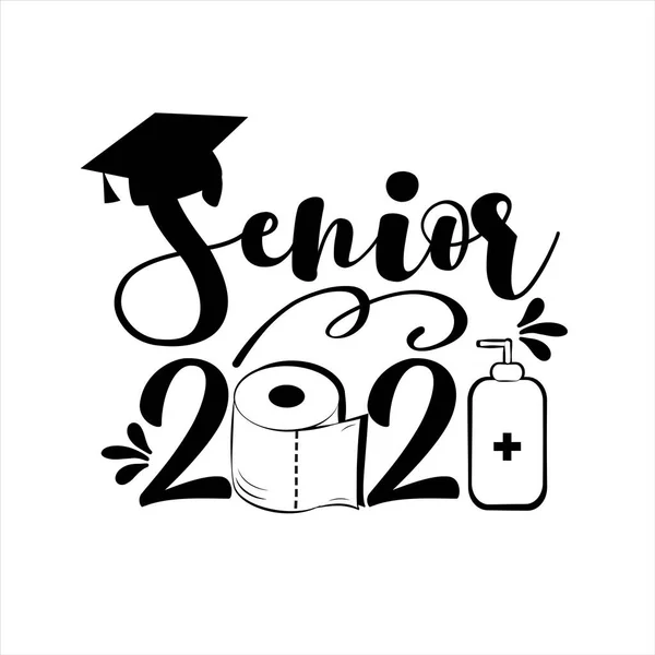 Senior 2021 Χαρτί Υγείας Και Graduation Cap Covid Πανδημία Αυτο — Διανυσματικό Αρχείο