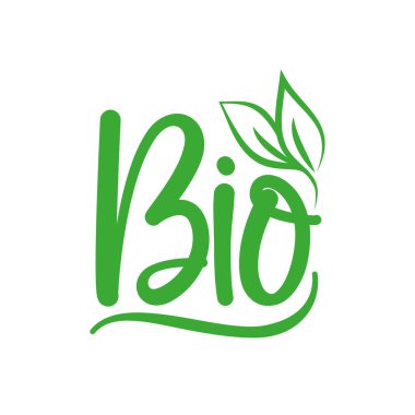 Vejetaryen veya vejetaryen gıda paketi tasarımı için biyo-yeşil yaprak etiketi. Vejetaryen biyolojik beslenme ve sağlıklı beslenme için izole edilmiş yeşil yaprak ikonu veya vegan restoran menüsü sembolü.