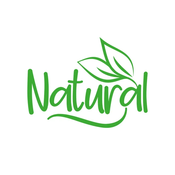 Etiqueta Folha Verde Logotipo Natural Para Design Pacote Alimentos Vegetarianos — Vetor de Stock