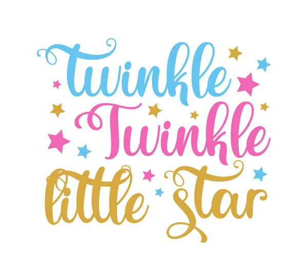 Brilha Twinkle Pequena Estrela Caligrafia Com Estrelas Bom Para Impressão — Vetor de Stock