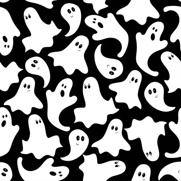 Ghost Seamless Pattern Black Background Good Textile Print Wrapping Wall — Stock Vector