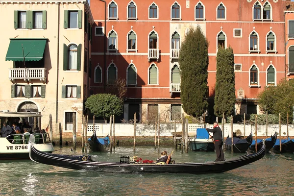 Der Große Kanal Von Venedig Und Gebäude Gondeln Boote Und — Stockfoto