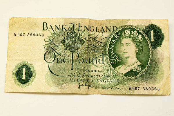 One pound sterling bill from the United Kingdom before the Euro y Eurozona