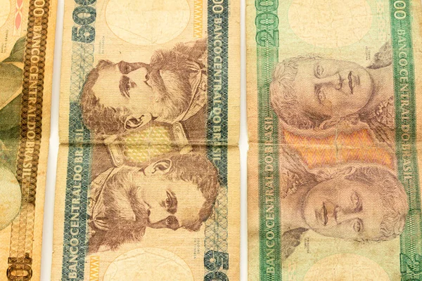 Обігу Виходять Різні Бразильські Банкноти Cruzeiros — стокове фото
