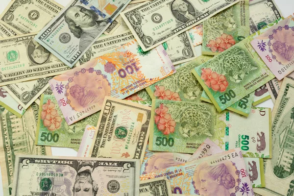 Cambiali Rapporto Intimo Tra Peso Argentino Dollari Usa — Foto Stock