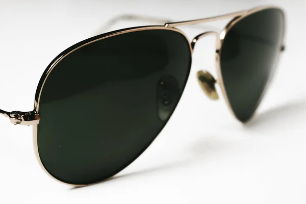 Green Sunglasses Aviator Isolated White — Stock Photo, Image