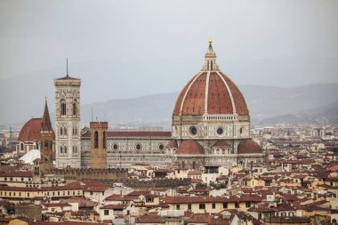 Plaza Miguel Angel 'dan Santa Maria del Fiore Katedrali ve Duomo. Floransa, İtalya.