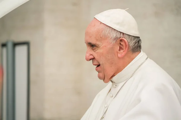 Vatikan Şehri, Vatikan. 3 Şubat 2016. Aziz Peter Meydanı turu sırasında Papa Francis Jorge Bergoglio 'nun portresi.