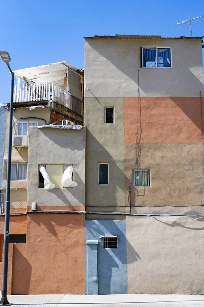 External Walls Precarious Apartment Buildings Painted Different Colors Buenos Aires — Stock Photo, Image