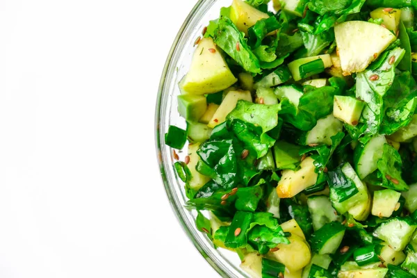 Sałatka Świeżych Zielonych Warzyw Ziół Gotowanie Zdrowej Diety Lub Żywności — Zdjęcie stockowe