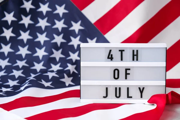 Amerikan Lippu Lightbox Teksti 4Th Heinäkuu Lippu Yhdysvalloissa Itsenäisyyspäivä Usa — kuvapankkivalokuva