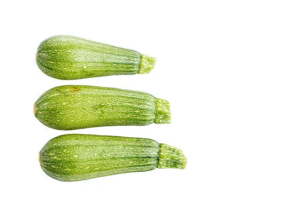 Abobrinha Verde Inteira Fatiada Fundo Branco Conceito Alimentação Saudável — Fotografia de Stock