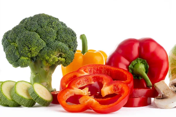 Gemüsegruppe Verschiedenen Arten Und Farben Auf Weißem Hintergrund Konzept Der — Stockfoto