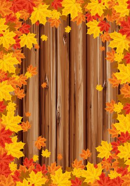 sonbahar yaprakları ve ahşap ile yazdırma