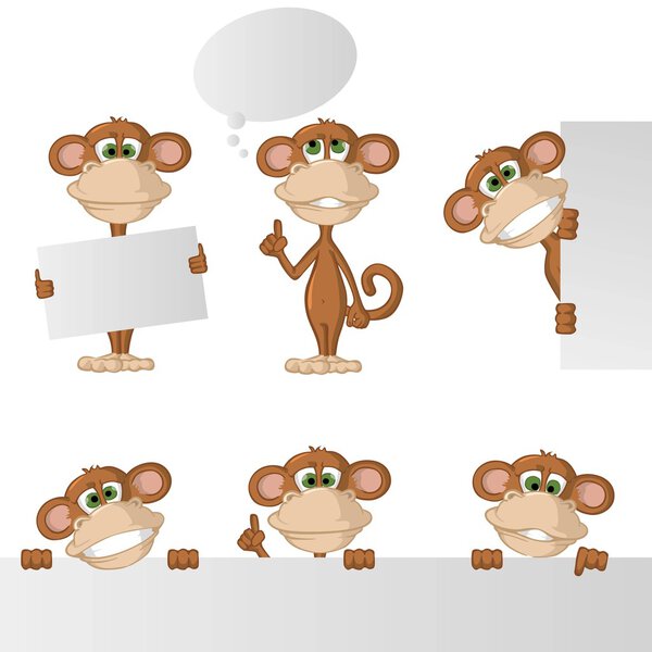 набор смешных обезьян в разных позах
