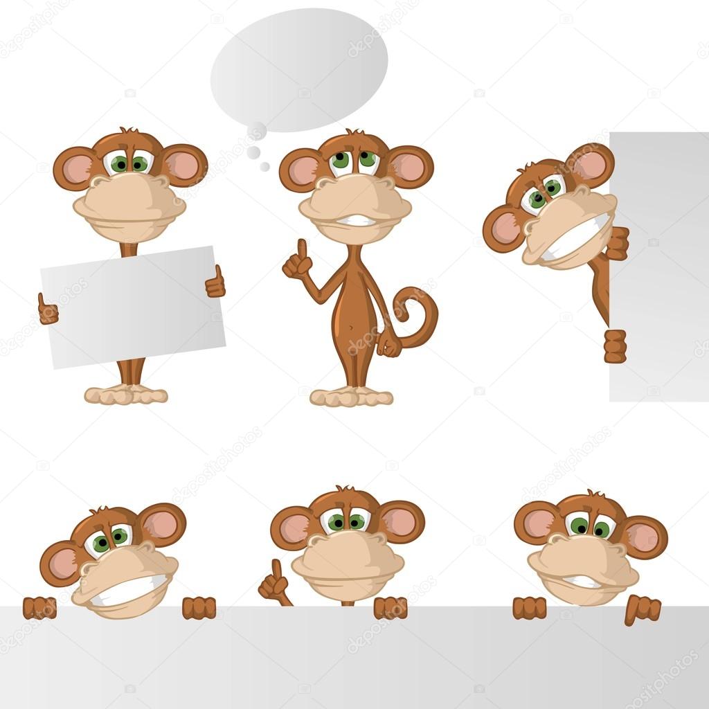 set of funny monkeys in different poses