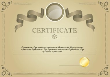 Şerit ve amblemi ile bej sertifika