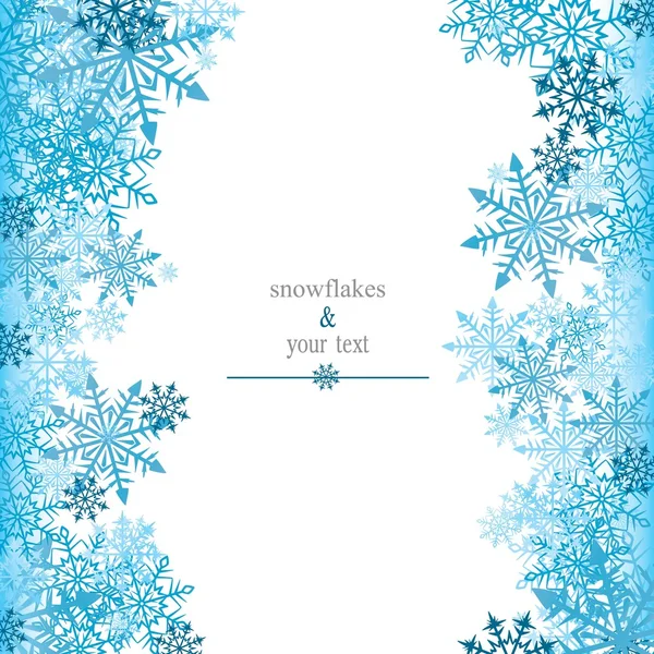 Grußkarte mit blauen Schneeflocken — Stockvektor