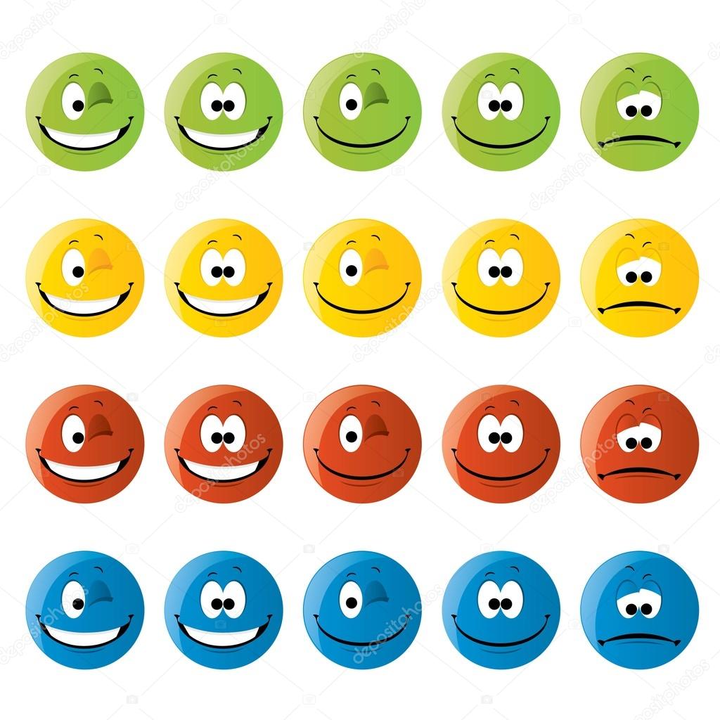set of twenty colored smiles