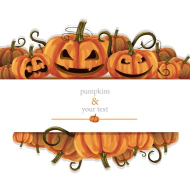 Halloween pumpkins çerçeve için tebrik kartı