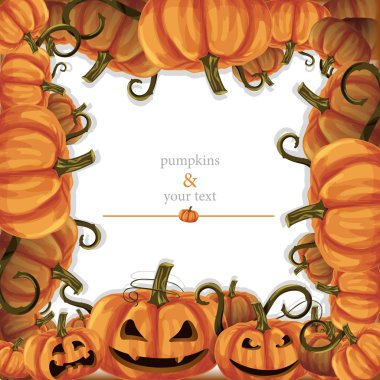 Halloween pumpkins çerçeve için tebrik kartı