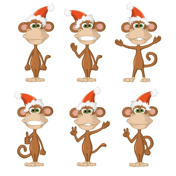 Grappige aap met kerst hoed en papier — Stockvector
