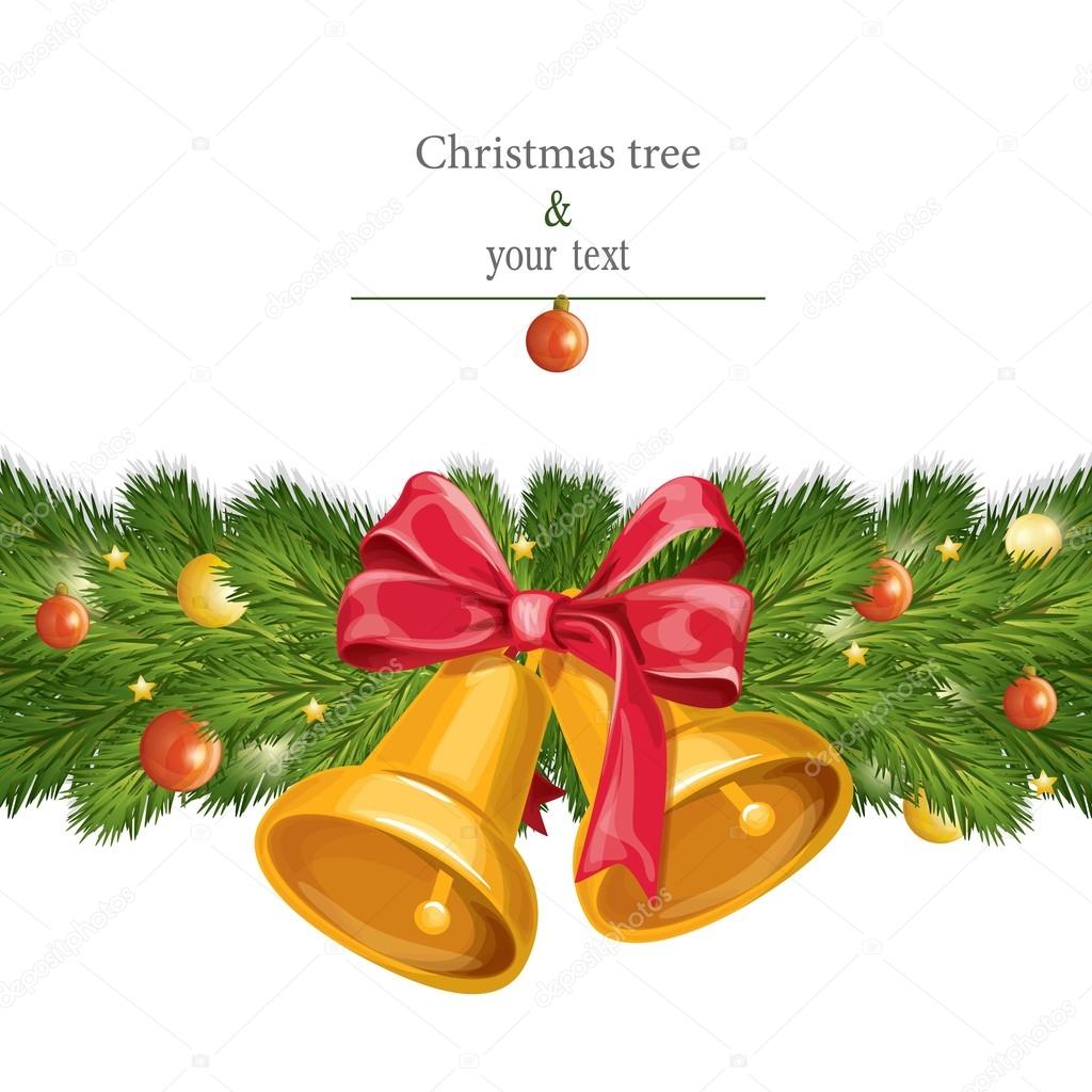 Christmas tree with two bells and red bow
