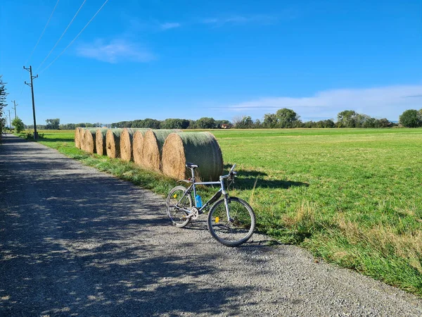 Austria Bicycle Excursion Agricultural Area Hay Bales Meadow Lower Austria — Stock Photo, Image