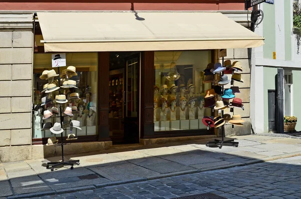 Passau Alemanha Julho 2018 Loja Chapéus Para Mulheres Homens Distrito — Fotografia de Stock