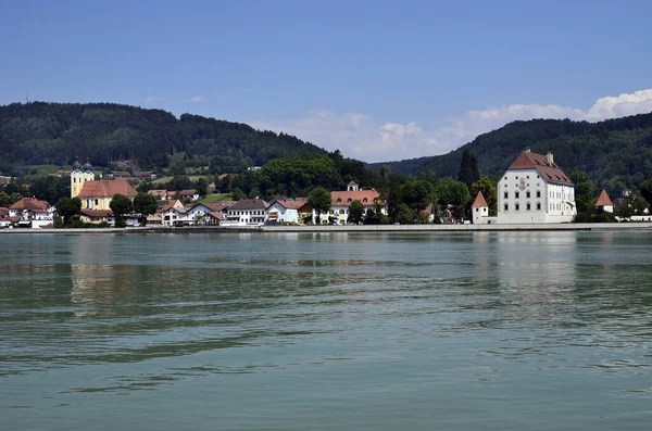 Tyskland Byn Obernzell Vid Floden Donau Gränsen Till Österrike — Stockfoto