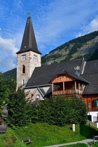 Rakousko Kostel Obci Bad Aussee Lokalitě Světového Dědictví Unesco Salzkammergut — Stock fotografie