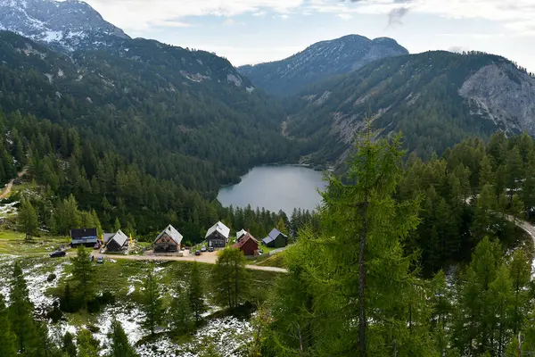 Austria Tauplitzalm View Steirersee Lake Rentable Huts Unesco World Heritage — стокове фото