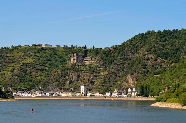 Goarshausen Tyskland Maj 2011 Olika Byggnader Och Stadstorn Med Slott — Stockfoto