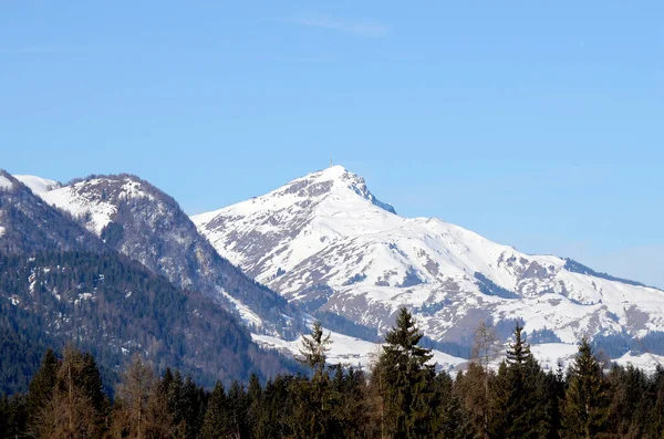 Ausztria Tél Tirol Kitzbueheler Horn Hegycsúcs Adó Állomás — Stock Fotó