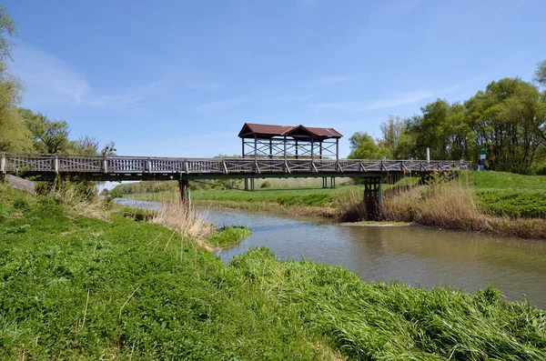 Austria Puente Histórico Reconstruido Andau Donde Los Refugiados Hungría Huyeron —  Fotos de Stock